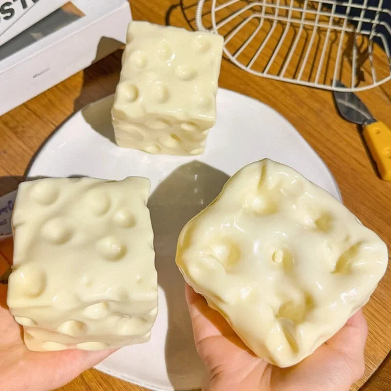 Shapeable Cheese Cube Sensory Stress Ball